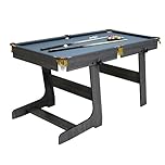 BodyTrain 5ft Folding Pool Table - All Accessories Inclueded (Wood Grain Cabinet Dark Grey Cloth)