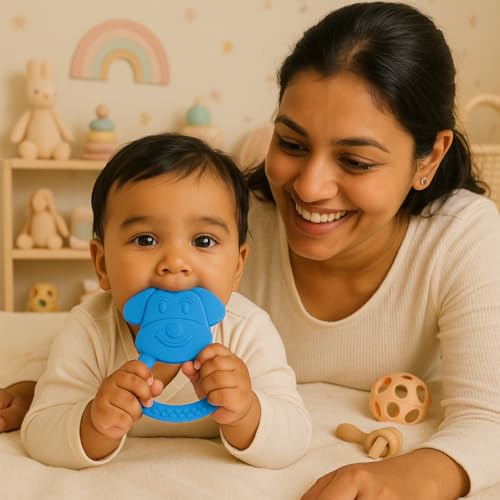 Image of Silicone Teething Toy for Newborn Baby Girls & Boys | BPA-Free, Food-Grade | Gum Relief, Chewing Aid |Teether| Easy-to-Grip Essentials (3+ Months)