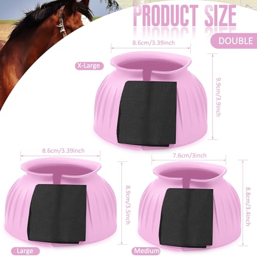 Image of Abbylike Bell Boots for Horses 1 Pair /2 Pair Available, Protect Against Hoof Impact Trauma, Rubber Bell Boots Horse Care for Turnout, No Rub Design Wrap Hook and Loop