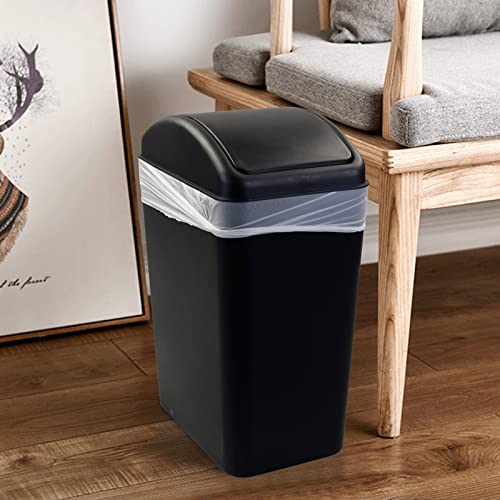 Caneca de basura plástica negra 16 L con tapa basculante miniatura 5