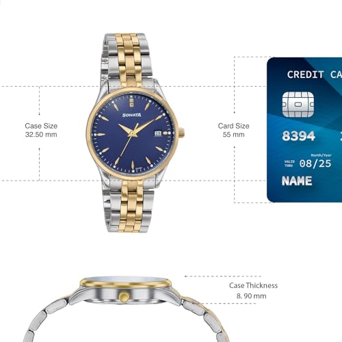 Image of Sonata Jashn with Quartz Analog Blue Dial IPS+IPG Strap Men and Women (Pair) Wedding Watch - 7721087125BM01