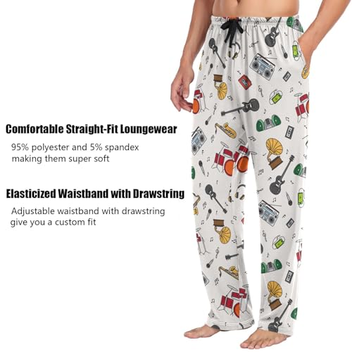 Squirrel Flowers Maple Leaves Pajama Pants for Men Comfort Sleep Lounge Bottoms Straight-fit with Pockets S-XXL3