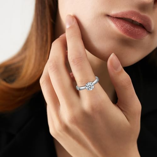 TGNEL 2CT/0.9CT CZ Titanium Engagement Ring Wedding Band for Women Wife | 8mm AAAAA Cubic Zirconia Round Cut Womens Band Ring Comfor fit Size 5-93