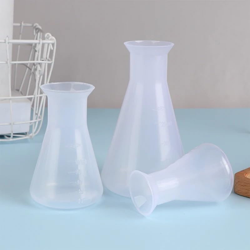Matraz Erlenmeyer de plástico de 50/100/250 ml, de cuello estrecho, cónico y triangular, instrumento de análisis.(100ml)