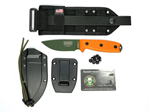 ESEE -3P with Modified Pommel OD Blades with Orange G10 Handles and Black Molle Sheath