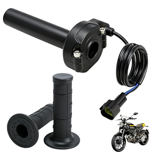 3PCS Black Motorcycle Twist Throttle Accelerator Handle Grip 3 Pin Throttle Handlebar Aluminium Alloy Electric Ebike Twist Throttle Grip Assy Replacement for Surron Light Bee Surron S X