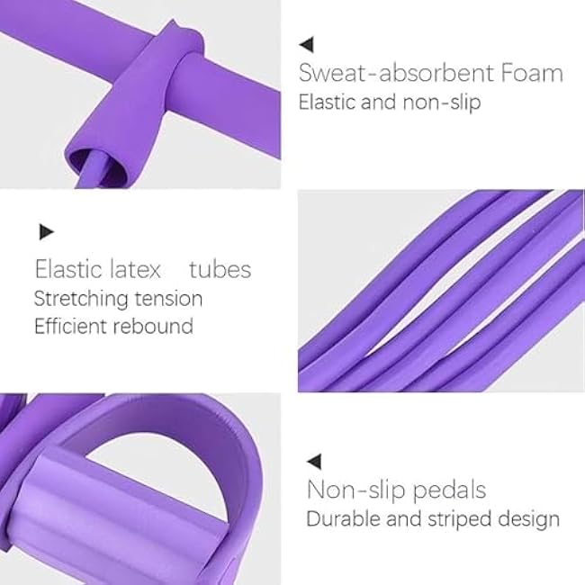 6 Tube Pedal Ankle Puller with 8 Shape Resistance Band, Fitness Resistance Bands for Women, Exercise Bands with Handles, Workout Bands for Abdomen, Waist, Leg, Hip