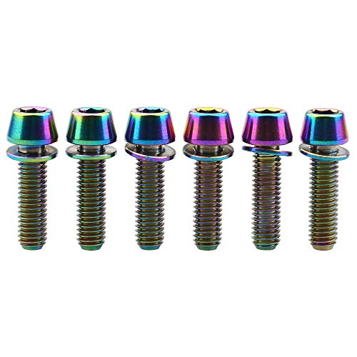 Wanyifa Titanium M5X20Mm With Washer Allen Hex Tapered Bolts Screw For Bicycle Stem Pack Of 6 (Colorful) #TOP26