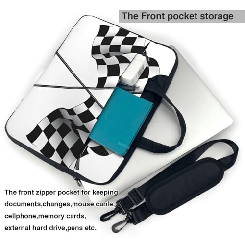 Maletín slim para laptop con correa negro y blanco miniatura 3