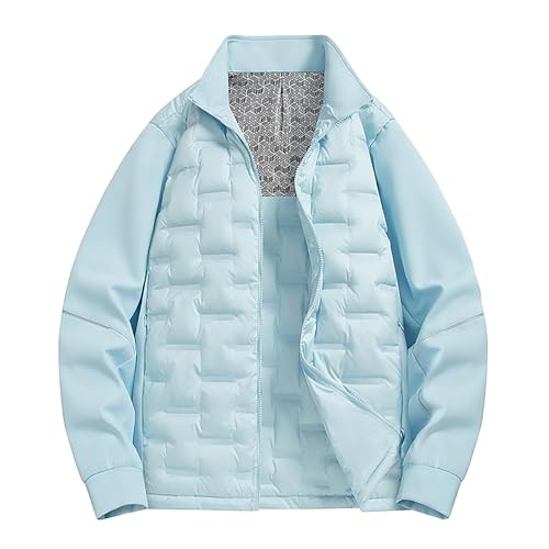 Generisch Chaqueta ligera de plumón para hombre, impermeable, transpirable, cortavientos, abrigo de invierno sin capucha, chaqueta acolchada cálida, chaqueta softshell, deportiva, con bolsillos con