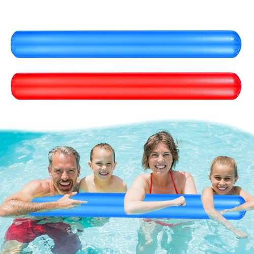 MUYAPAY 2 Pièces Frite Piscine Gonflables, 105 cm Nouilles de Piscine Gonflables, Frites Natation pour Piscine, Frite Piscine Nouille Flotteur, Jouets de Piscine pour Enfants Adultes, Rouge Bleu