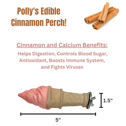 Image of Polly's Ice Cream Perch with Cinnamon for Parakeets, Cockatiels, Amazons, Greys, Macaws, Parrots, and All Other Types of Birds (Small)