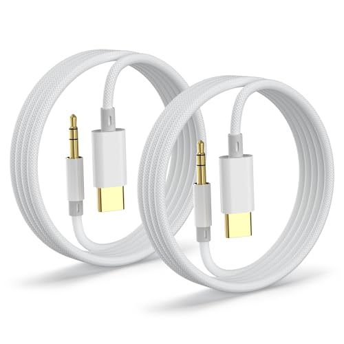 Aux to USB C Aux Cord to USB C to 3.5mm Audio Headphone Jack Adapter [2 Pack 4FT] Hi-Fi DAC Dongle Aux Cord Compatible with iPhone 17/16/15 Pro Max Samsung S25/S24/S23 iPad Pro Pixel Car Stereo