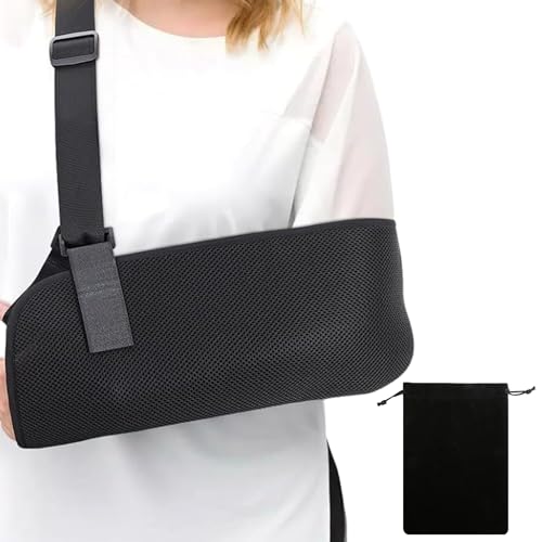 COWANIEE Black Arm Sling with Storage bag for Shoulder Injury, Support Broken Elbow Wrist Adjustable Shoulder Immobilizer