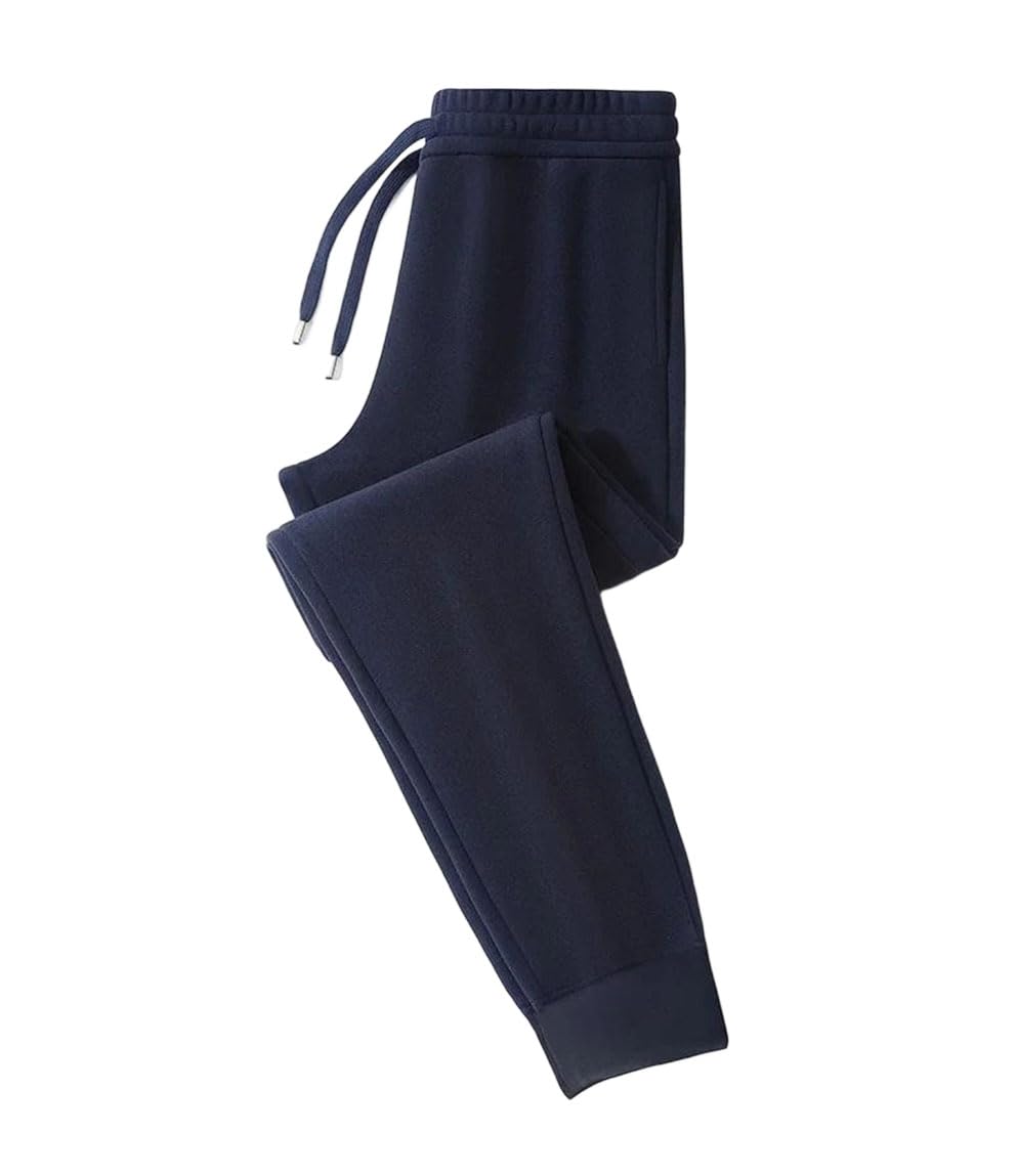 Mens Jogger Pants Fleece Lined Elastic Cuffs Big Size Winter Sweatpants Casual Sportswear Straight Leg