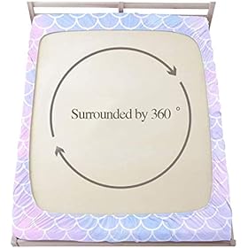 MUSOLEI Mermaid Girl Fitted Sheet Set Twin 3D Fantasy Bedding Set 2PCS 1 Deep Pocket Fitted Sheet with 1 Pillowcases… 410supS2gML. SS280