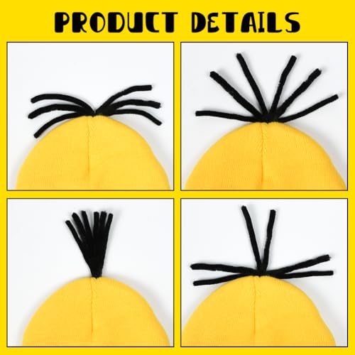 3Pcs Halloween Costume Accessories Adults Steampunk Goggles Glasses Yellow Beanie Hat Black Gloves for Men Women Halloween Cosplay Party2