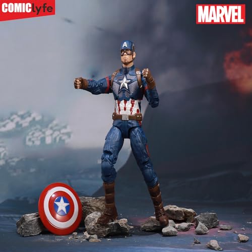 Image of Marvel Captain America Superhero Action Figure Toy (7 Inch) | Avengers Marvel Collectible Figurine | Highly Detailed, Fully Articulated Superheroes Toy | Captain America Action Figure by Comiclyfe