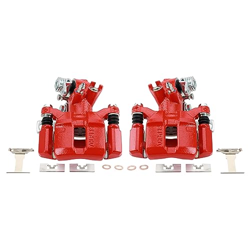 Image of TRQ Performance Rear Brake Caliper Set Caliper Brackets Compatible with 99-00 Honda Civic 92-93 Civic SI 95 Civic SI 94 Civic SI with 4 Wheel ABS Brakes 93-97 Civic Del Sol 94-96 Acura Integra