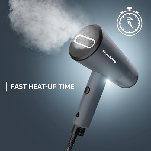 Image of Rowenta Origin Travel Steamer for Clothes, Dual Voltage (120V-240V) Portable Garment Wrinkle Remover, Mini Foldable Handheld Steamer with Easy Storage Case, Black, DR1050