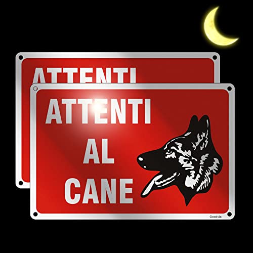AVVISO ALTAMENTE VISIBILE - Lo sfondo rosso vivace e accattivante, i caratteri grandi bianchi e la stampa di immagini nitide sono molto facili da notare per gli altri: fai attenzione al cane. I nostri pannelli in alluminio hanno una struttura in metallo di alta qualità, colori brillanti e caratteristiche riflettenti, che sono molto accattivanti.