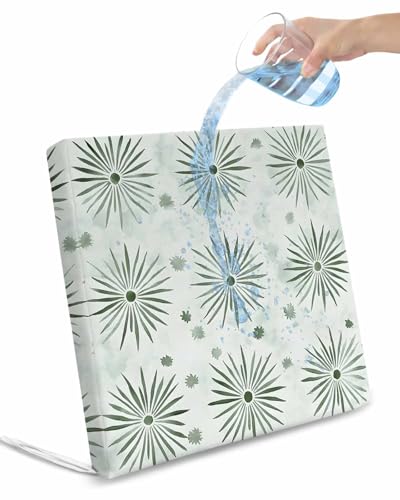 2 Pack Sage Green Geometric Waterproof Cushion Covers with Ties, Outdoor Patio Chaise Lounge Chair Seat Cushion Slip Covers Replacement(Only Cover) Watercolor Color Block Art 24