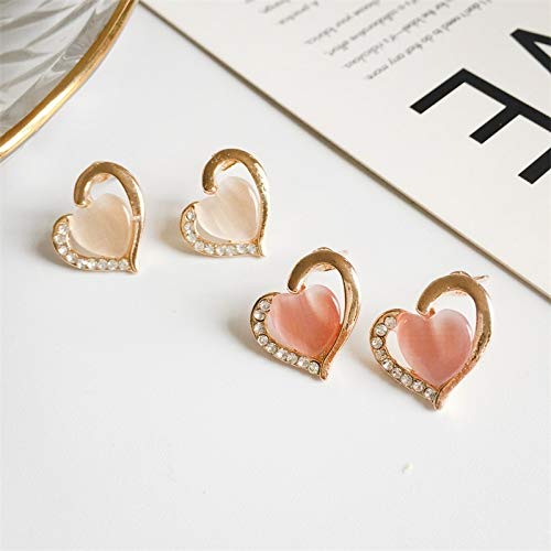 QIANMEIJIA French Style Rhinestone Opal Stud Earring Temperament All-match Creativity Earrings Personality Ear Ornaments Exquisite Gift Earrings (Color : Pink)