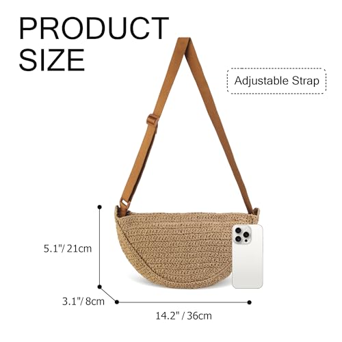 Straw Crossbody Bag for Women 2025 Summer Woven Beach Purse Fashion Handmade Crochet Shoulder Bag2