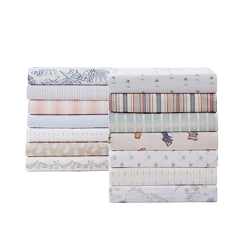 Image of Tommy Bahama - Queen Sheet Set, Cotton Percale Bedding Set, Crisp & Cool, Stylish Bedding Set (Kew Palms Grey, Queen)