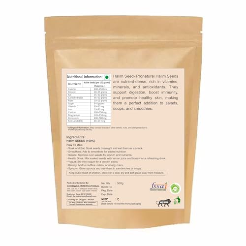 Image of Pronatural 500 gms Halim Seed|garden cress seeds |Asaliya Seeds - 100% Natural, Rich in Protein, Fiber & Iron, Supports Immunity, Digestion, and Ideal for Weight Management & Bone Health (Pack of 2)