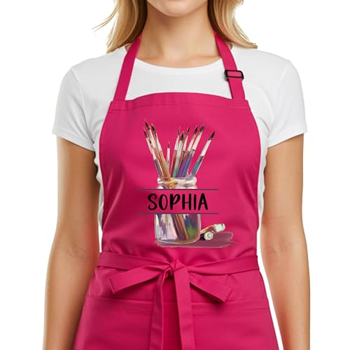 Personalized Art Apron with Pockets, Custom Name...