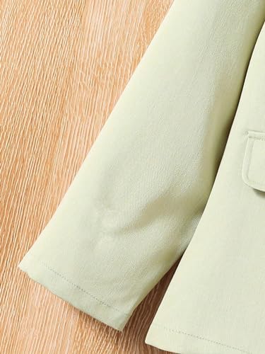 Image of Milumia Girl's Two Piece Outfit Button Open Front Blazer and Pants Set Green 10 Years