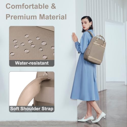 Image of Chantria Slim Backpack for Women Stylish 14-inch Laptop Bag 13L Multi-pocket Water-resistant Daypack with Top Handheld & Luggage Strap,Ladies Backpack for Office Casual College