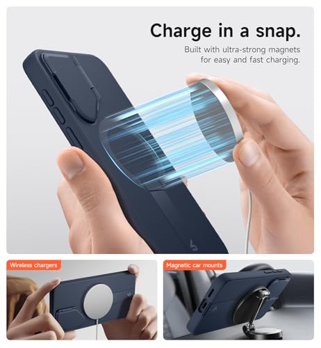Image of SURITCH for Samsung Galaxy S25 FE Phone Case, Magnetic Protective Cover with Camera Cover & Adjustable Metal Kickstand for Galaxy S25 FE (2025)-Dark Blue