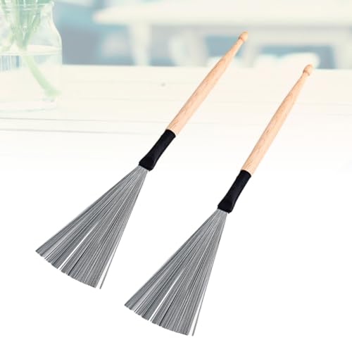 2 piezas de baquetas y cepillos para batería con filamentos de acero, accesorios para jazz para principiantes y profesionales miniatura 7