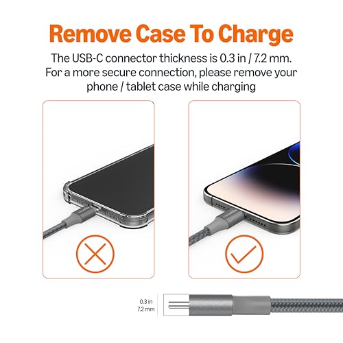 Amazon Basics USB-C to USB-A 3.1 Gen 1 Fast Charger Cable, Nylon Braided Cord, 5Gbps High-Speed for Apple iPhone 16/15, iPad, Samsung Galaxy, Tablets, Laptops, 10 Foot, Dark Gray - Image 5