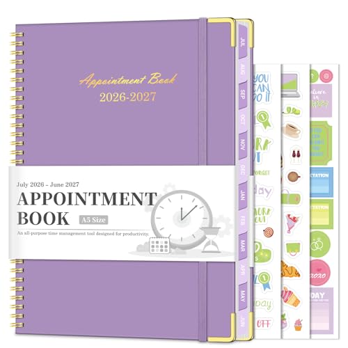 Appointment Book 2026-2027 Hourly Planner from July 2026 - June 2027 6.38.6 Small Weekly & Monthly Appointment Planner Daily Agenda Book with 30-Minute Interval for Office School Purple