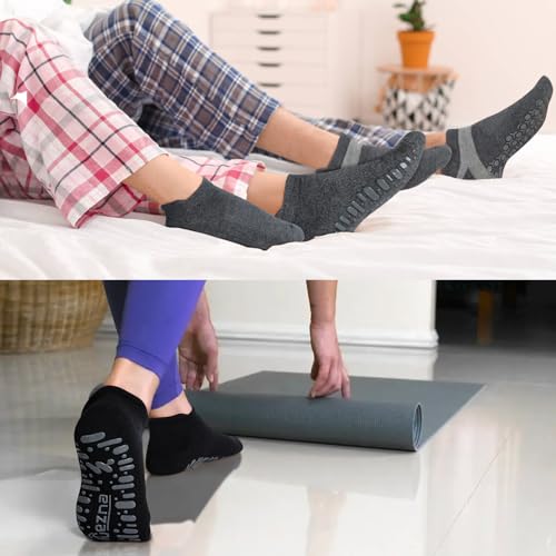 Image of Muezna Non Slip Yoga Socks for Women, Anti-Skid Pilates, Barre, Hospital Socks with Grips, Size 5-10