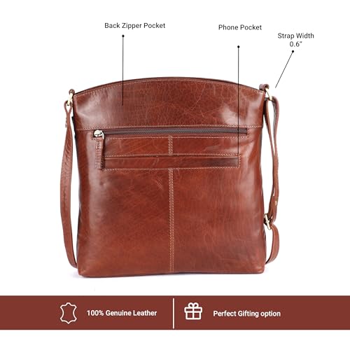 Image of LEDERBUCK Terry Large Soft Real Leather Womens Crossbody Handbags and Purses-Triple Zip Premium Sling Crossover Shoulder Bag