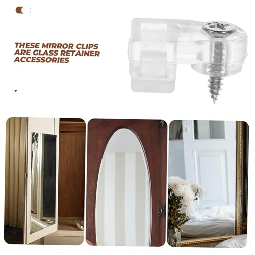 Image of Tofficu 50pcs Mirror Fixing Clips Retainer Clips for Mirrors Glass Fixing Clamp