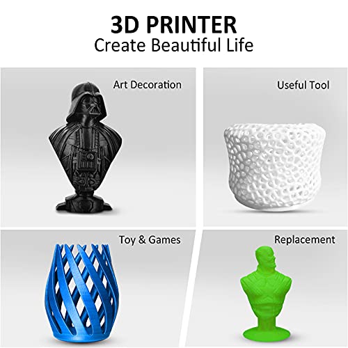 GIANTARM 3D Printer Filament, Black Pla Filament, 1Kg(2.2lbs) Spool, 1.75mm Dimension Accuracy +/- 0.03mm, 3D Printing Filament, Dark Black