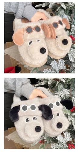Plush Panda Slippers, White and Black, Cotton Lined, Anti-Slip Sole, Indoor Home Shoes, Size 35-40, 3.5cm Heel Height3