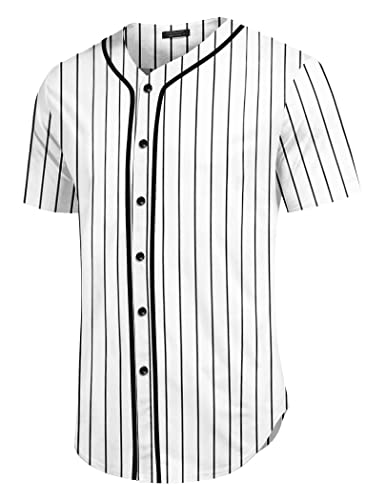 COOFANDY Mens Baseball Jersey T Shirt Plain Button Down Sports Tee Softball Sports Pattern 3 X-Large Short Sleeve