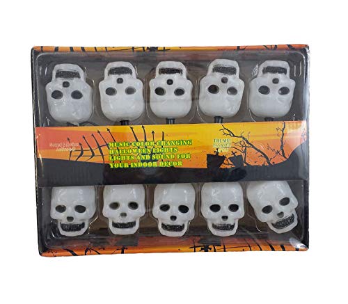 Lot de 6 - Guirlande crâne Lumineuse & sonore 10 Lampes 3m