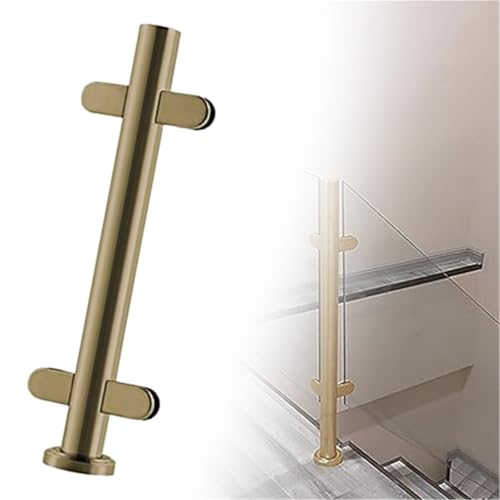48 44 40 36 32 28 24 in Height Round Glass Railing Post, Glass Stair Railing Post System for Atrium Dividers, Stainless Steel Pillar Clamps Vitreous(B-MID,Height 32in/80cm)
