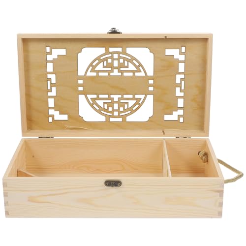 Coffret de rangement élégant en bois naturel COHEALI double compartiment