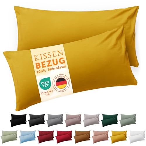 Blumtal Fundas de Almohada 70x40 cm (Juego de 2) - Fundas de cojín de Microfibra para sofá con Cierre de Sobres, Extra Suaves y Lavables, Certificado Oeko-Tex - Amarillo