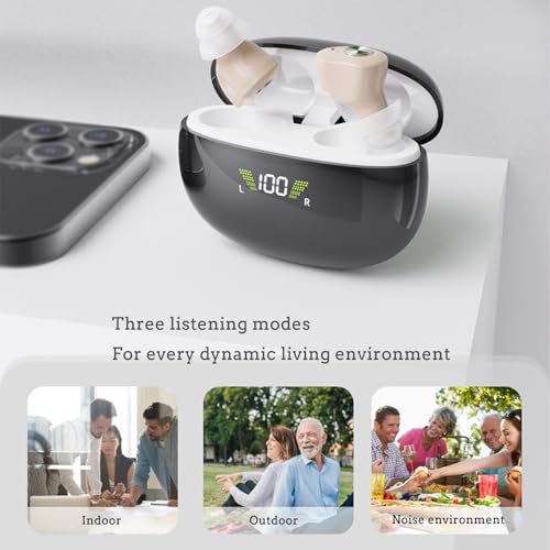 Hearing Aids (Not Amplifiers) for Seniors Severe Hearing Loss,Invisible 16-Channel Digital Rechargeable Intelligent Noise Reduction, Charging Case - Image 4