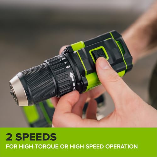 Image of Greenworks PowerAll 24V Cordless Brushless 1 /2 inch 400 in-lbs Drill /Driver, 20+1 Ratcheting Clutch, 2.0Ah USB-C Battery (12,000mAh Power Bank),30W USB-C Charger and Cable,10PC Titanium Drill Bit Set