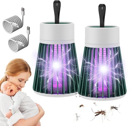 Mozz Guard Mosquito Zapper,2025 Lámpara para Matar Mosquitos, USB Rechargeable Waterproof Fly Bug Zapper Indoor Outdoor, Lámpara para Matar Mosquitos al Aire Libre para El Hogar (Verde*2)